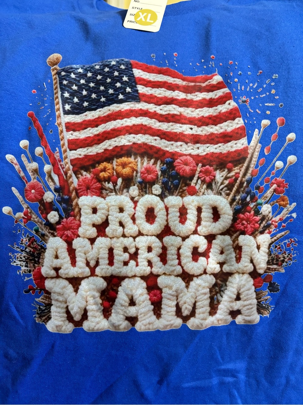 NEW Proud American Mama Graphic Tee - Blue size XL